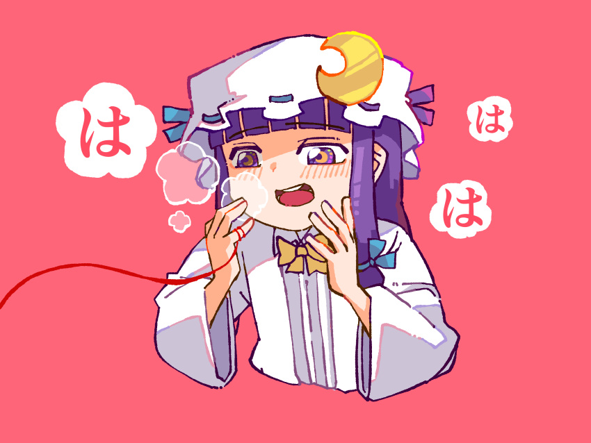 1girl, absurdres, blunt_bangs, bow, bowtie, collared_shirt, crescent, crescent_hat_ornament