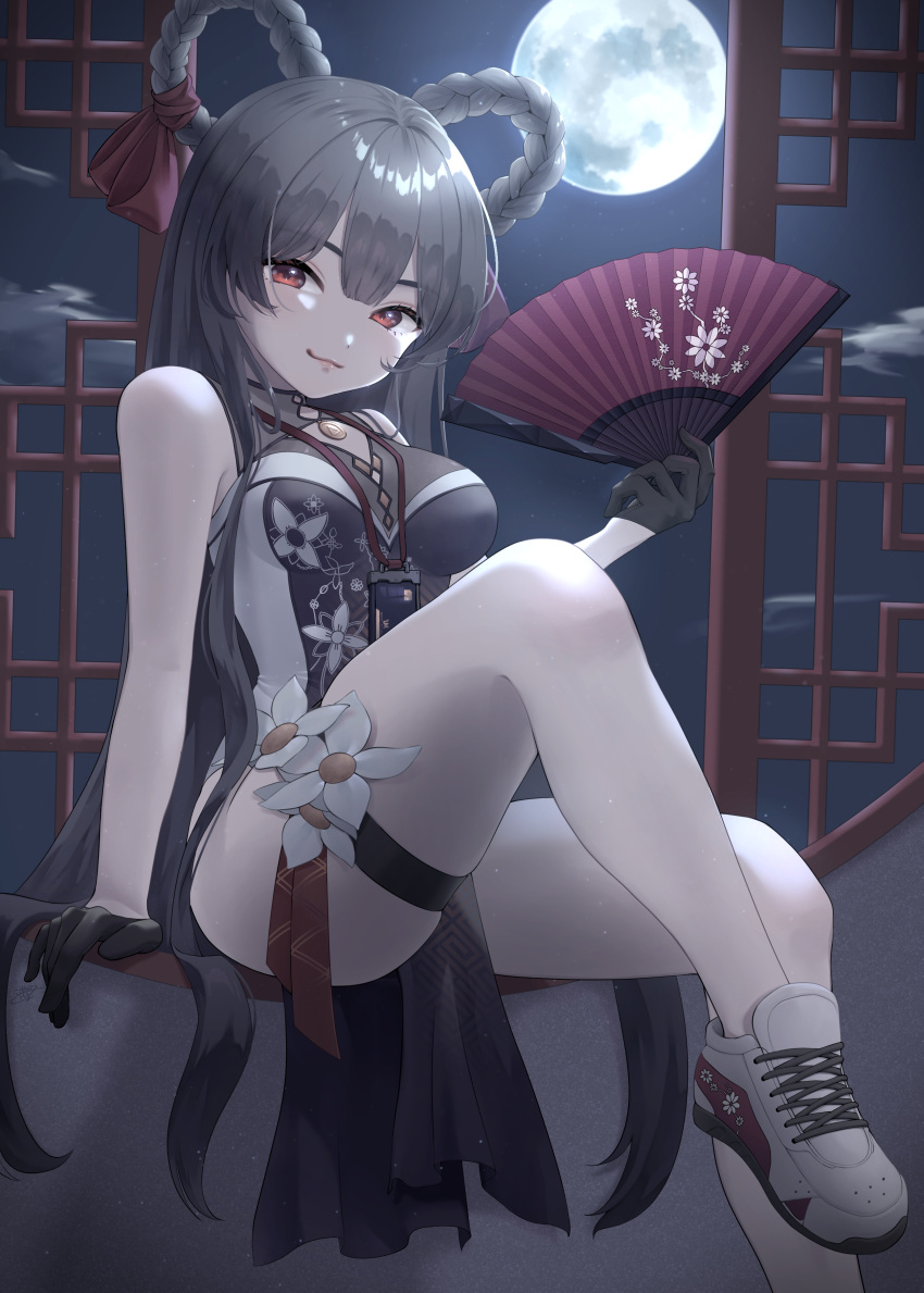 1girl, absurdres, blush, bow, bowtie, breasts, china_dress, chinese_clothes