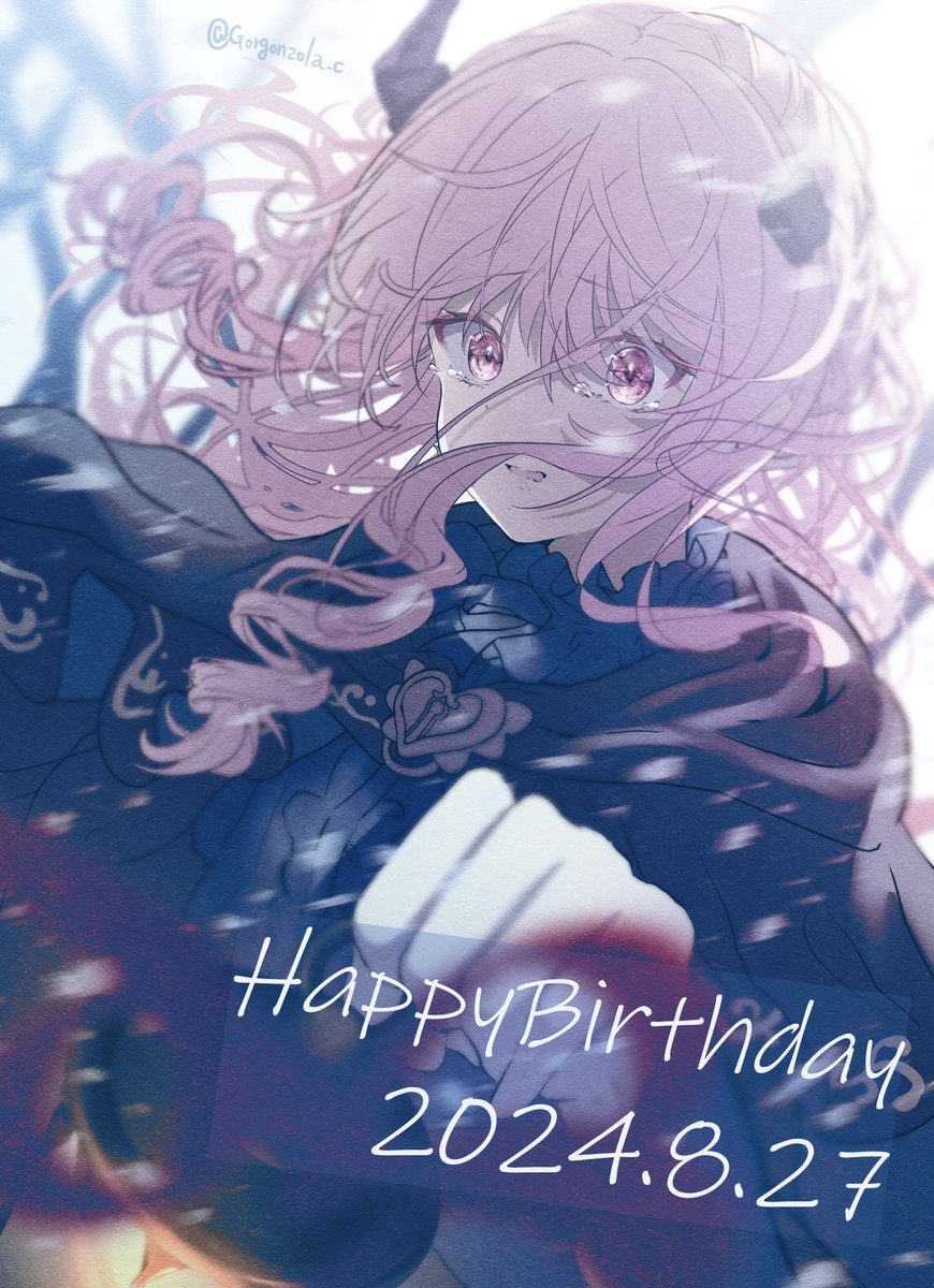 1other, akiyama_mizuki, androgynous, broken_horn, crying, dated, gorgonzola_c, happy_birthday