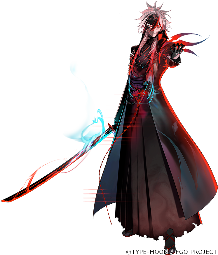 1boy, black_gloves, black_hair, black_hakama, black_kimono, coat, eyes_visible_through_hair, fate/grand_order