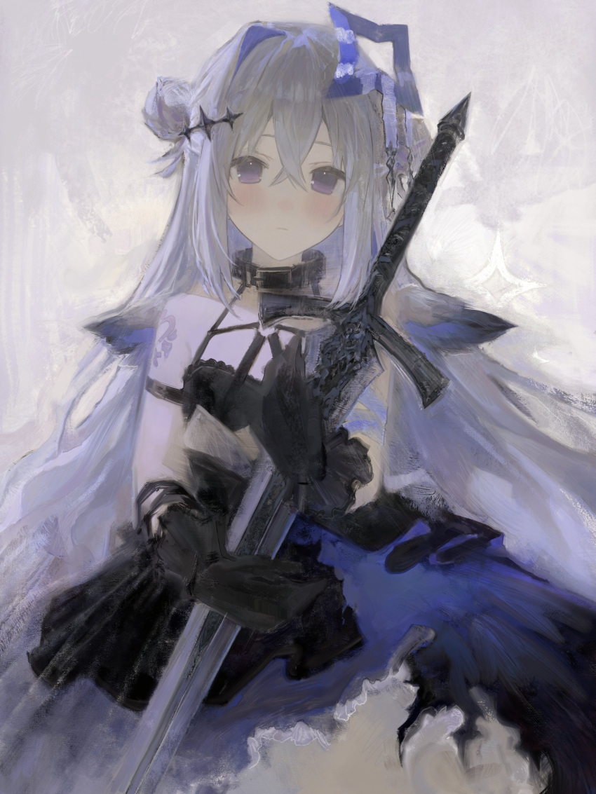 1girl, absurdres, amane_kanata, amane_kanata_(another_world), angel_wings, animal_collar, arm_belt, arm_tattoo