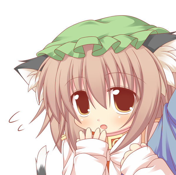 animal_ears, brown_hair, cat_ears, cat_tail, chen, fang, hat, kohsan_