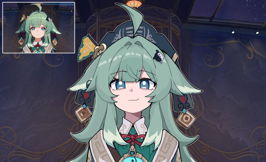 1girl, ahoge, animal_ears, blue_eyes, commentary, english_commentary, fox_ears, fox_girl