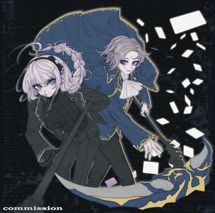1boy, 1girl, absurdres, angelica_(project_moon), angelica_(project_moon)_(cosplay), aotsuki_eito, argalia_(project_moon), argalia_(project_moon)_(cosplay)