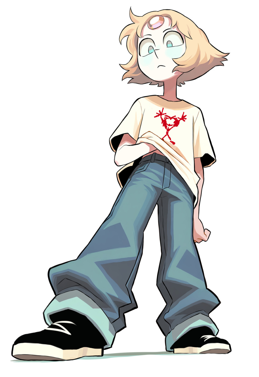 1girl, absurdres, alternate_costume, blush, fawken, forehead_jewel, gem, gem_(steven_universe)