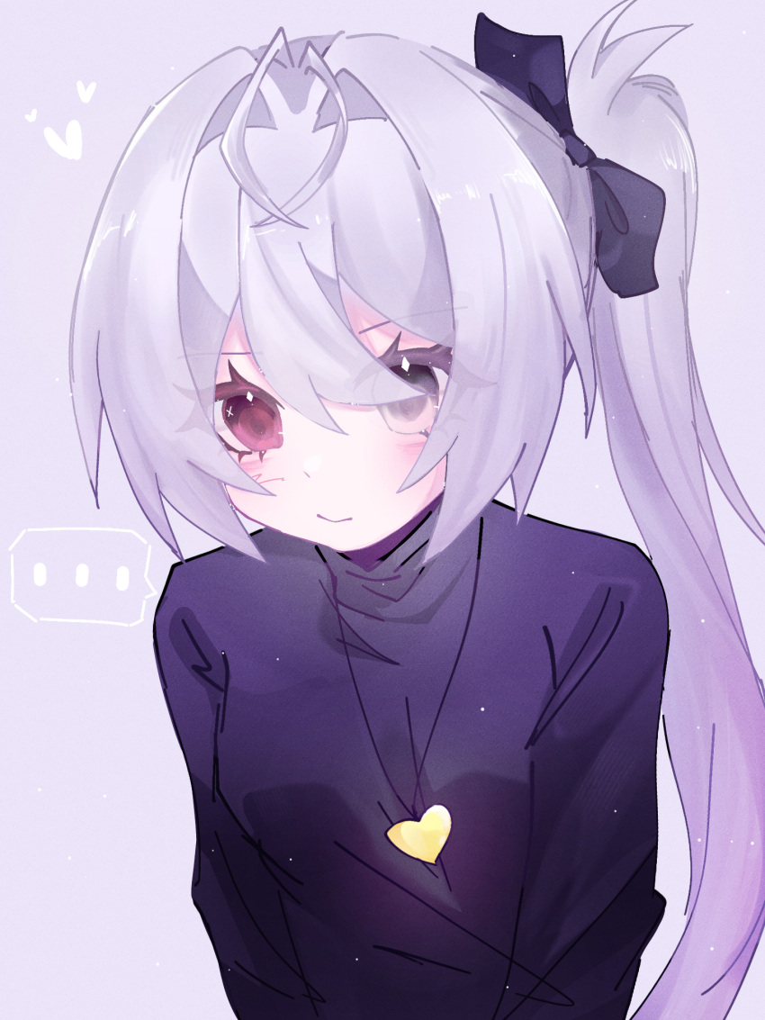 ..., 1girl, alternate_universe, antenna_hair, black_bow, black_sweater, blush, bow