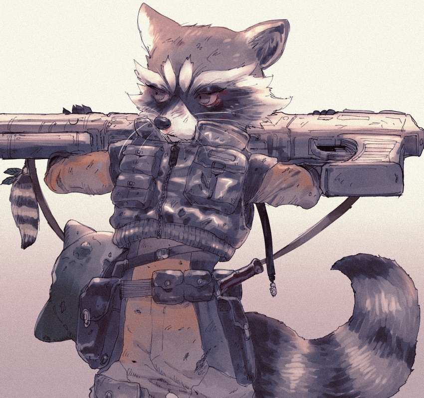 1boy, animal_ear_headwear, animal_ears, belt_bag, black_helmet, black_vest, closed_mouth, furry