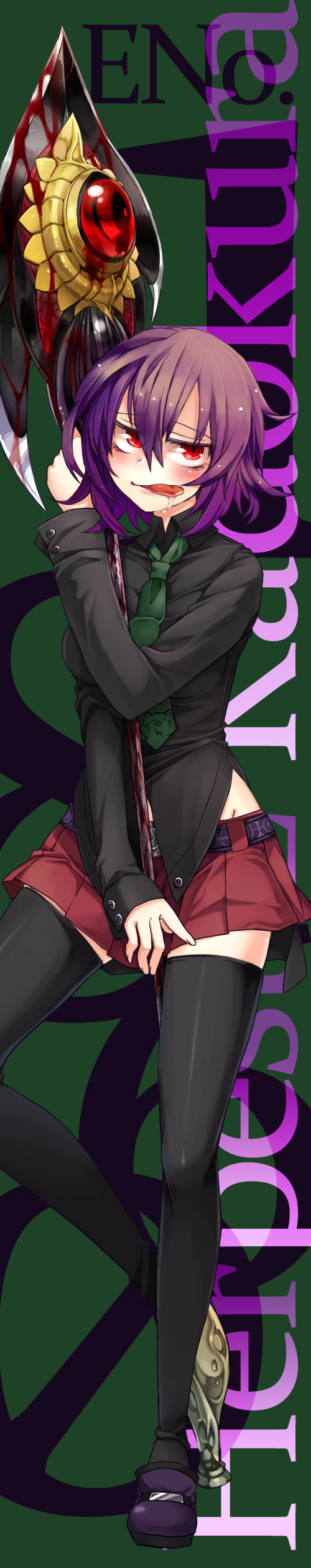 absurdres, belt, blood, brown_hair, drooling, herpestiz_kadokura, highres, kaida