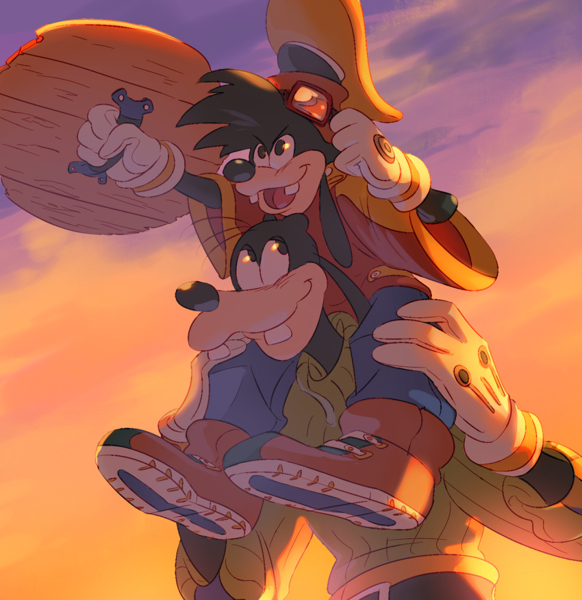 2boys, blue_pants, carrying, carrying_person, closed_mouth, english_commentary, fumssketches, furry