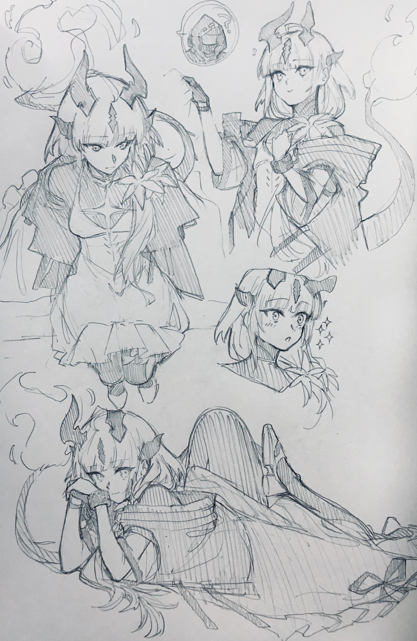 1girl, absurdres, arknights, commentary_request, doctor_(arknights), dragon_girl, dragon_horns, dragon_tail