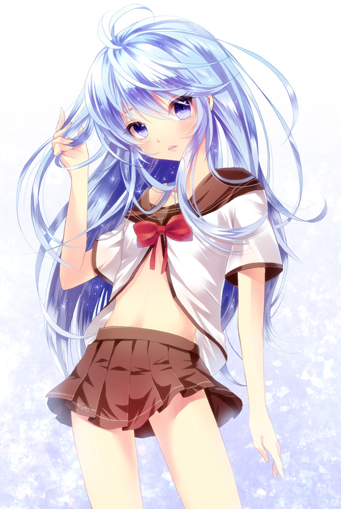 :o, antenna_hair, bad_id, blue_eyes, blue_hair, denpa_onna_to_seishun_otoko, eyelashes, flat_chest