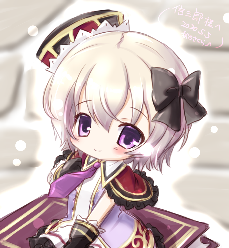 1girl, akino_sakura, black_hat, black_ribbon, buch_alma, capelet, chibi, dress