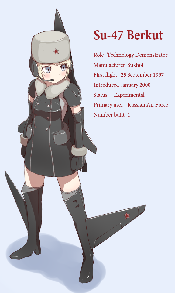 fur_hat, hat, headset, mecha_musume, military, original, personification, solo