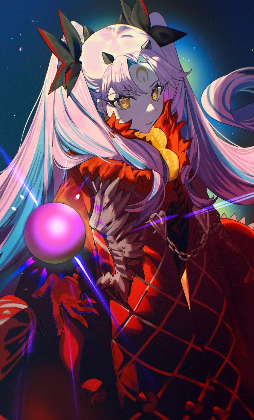 1girl, absurdres, blue_hair, bodysuit, breasts, cloak, facial_mark, fate/grand_order