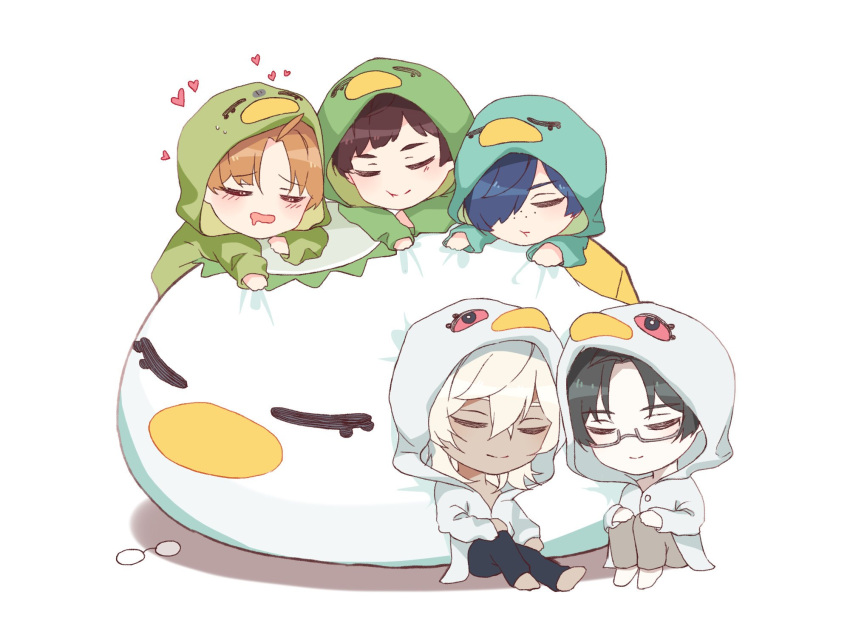 5boys, akutsu_mabu, black_hair, blonde_hair, blush, brown_hair, chibi, chibi_only