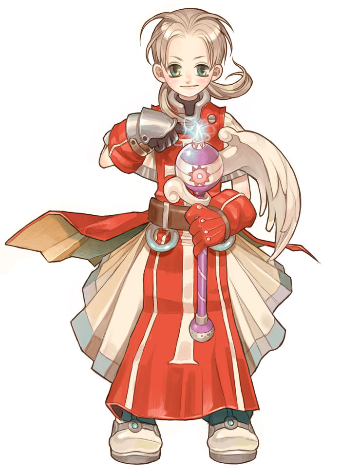 1girl, artist_request, asgard, belt, brown_belt, brown_hair, capelet, cleric_(asgard)
