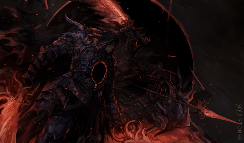 3others, absurdres, arm_up, armor, black_hood, breastplate, commentary, cowboy_shot