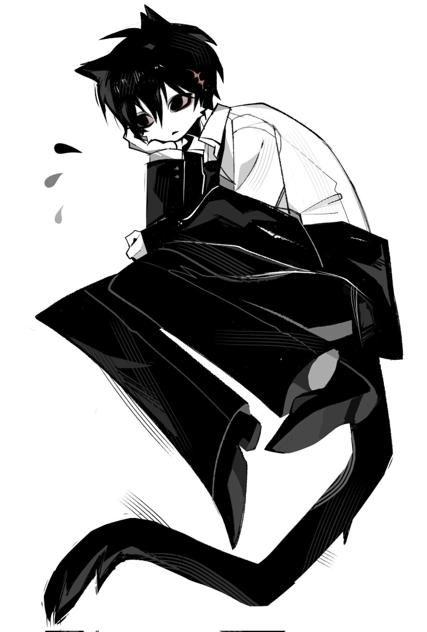 1boy, black_eyes, black_hair, black_jacket, black_suit, body_fur, cat_(dilnyan03), cat_boy