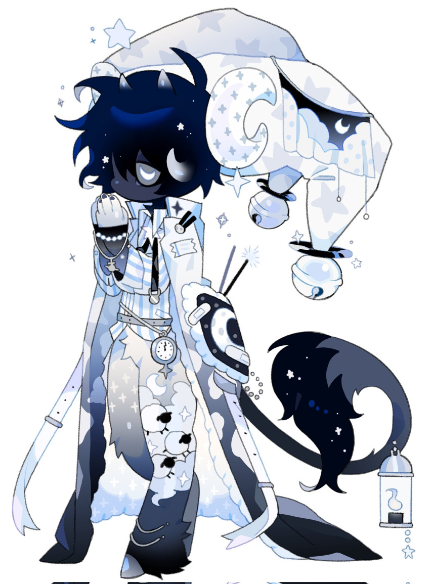 1boy, adoptable, animal_feet, blue_fur, blue_hair, body_fur, capelet, colored_sclera
