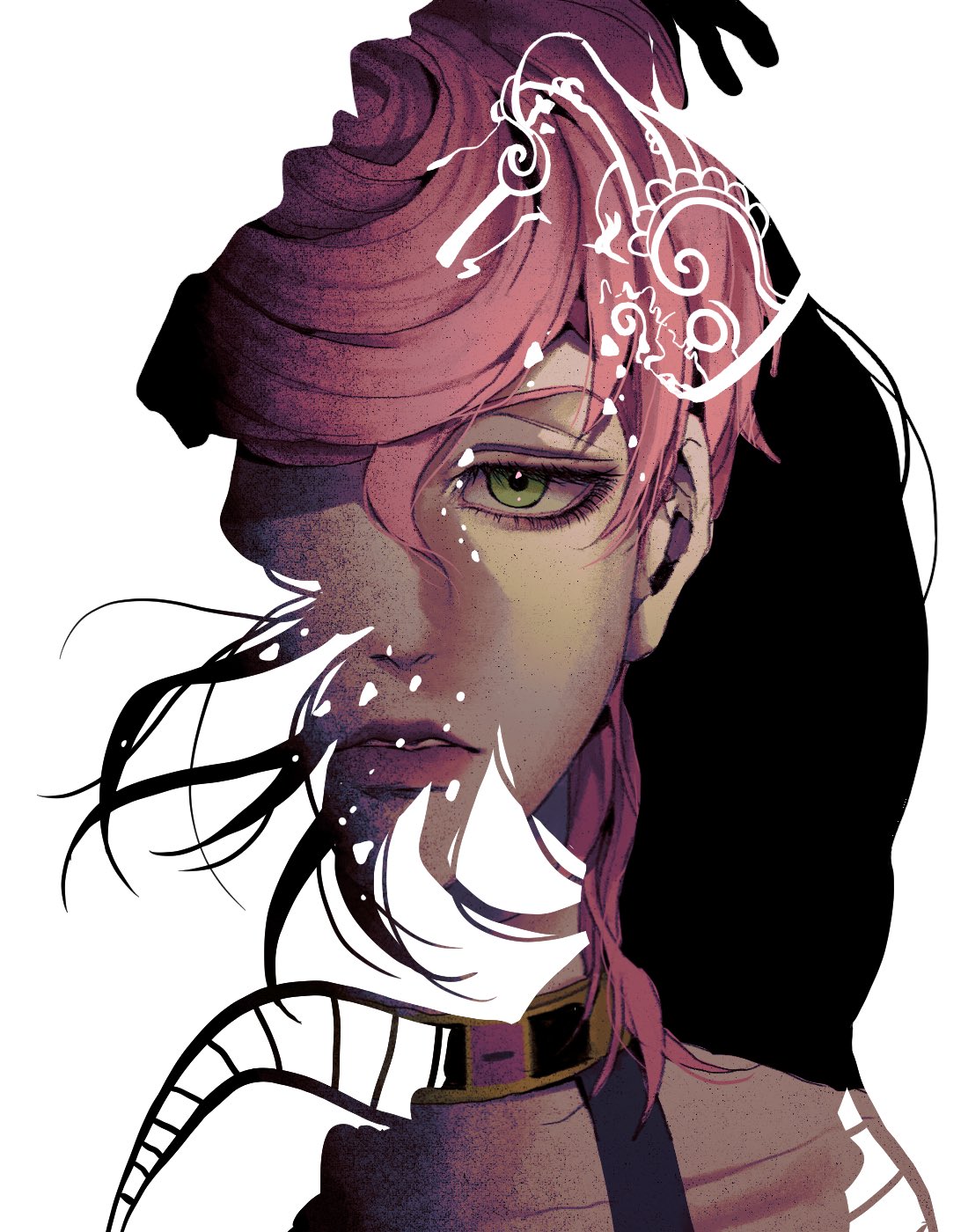 1boy, 1girl, bug, diavolo, father_and_daughter, green_eyes, highres, jojo_no_kimyou_na_bouken