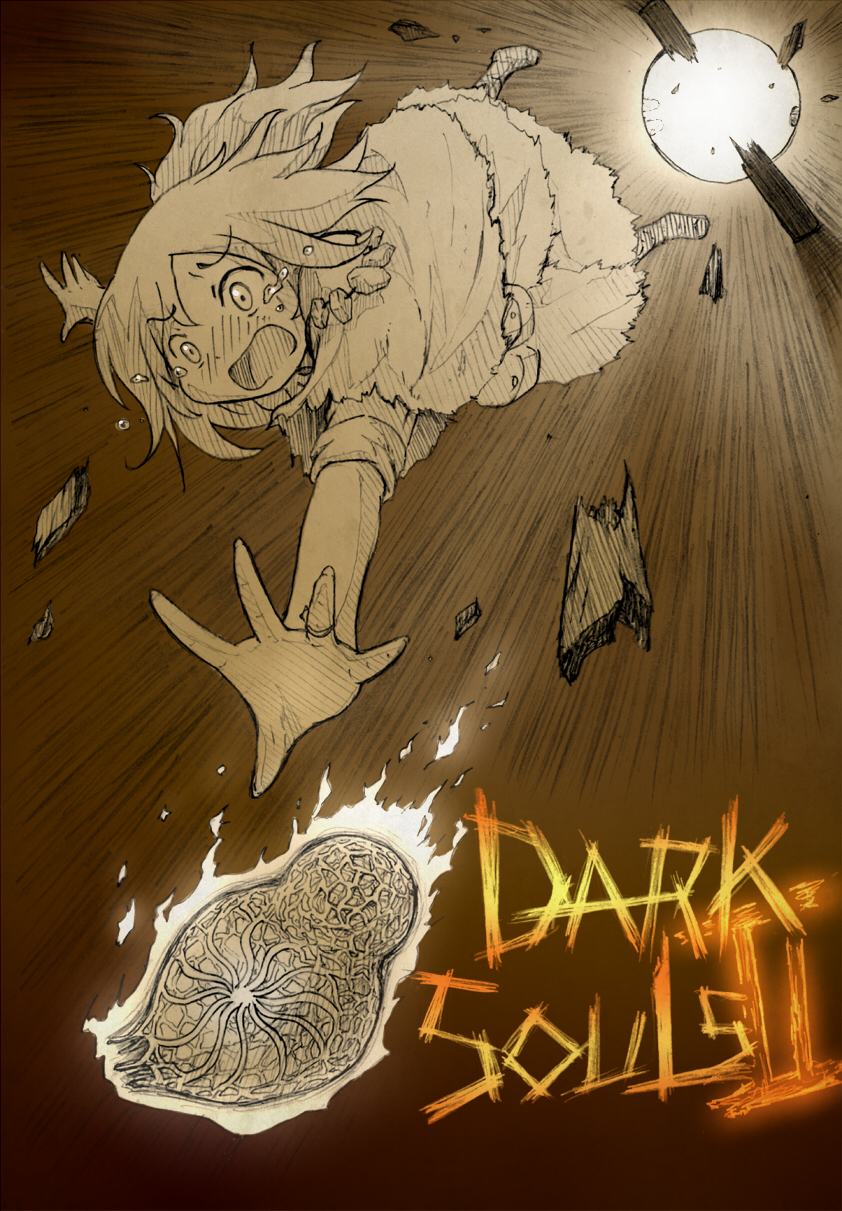 1girl, arinu, bearer_of_the_curse, brown_theme, commentary_request, copyright_name, dark_souls_(series), dark_souls_ii