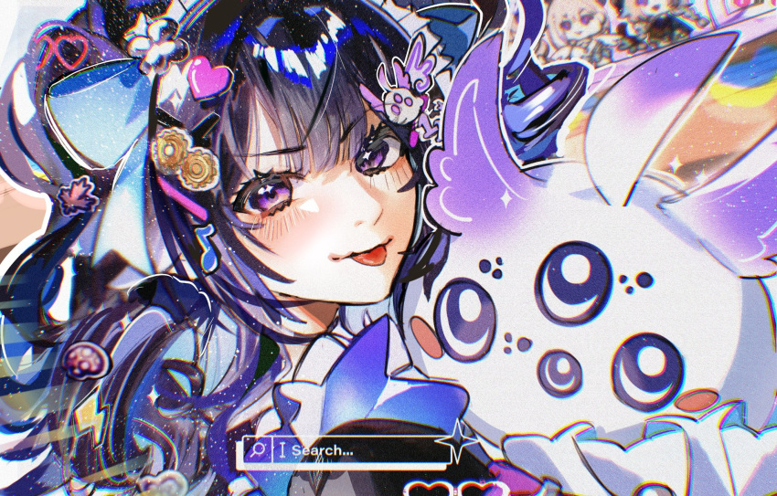 1girl, 1other, :p, ahoge, aloupeep_(enna_alouette), blush, decora, enna_alouette