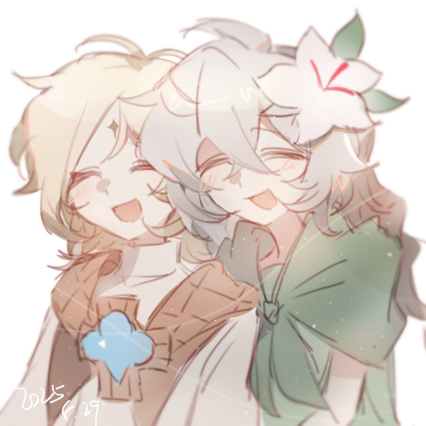 1boy, 1girl, blonde_hair, braid, closed_eyes, colored_eyelashes, cookie_run, cookie_run:_kingdom