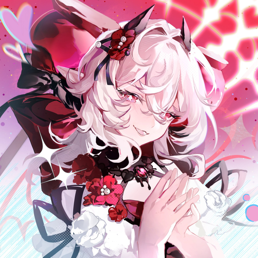 1girl, black_bow, black_bowtie, bow, bowtie, candy_apple, candy_apple_cookie, candy_apple_hair_ornament