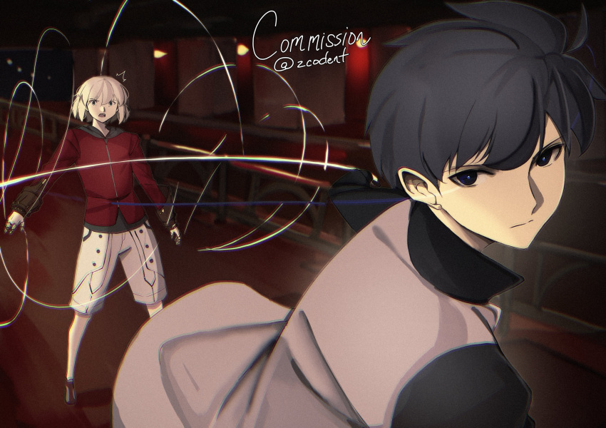 2boys, absurdres, black_collar, black_hair, blonde_hair, blue_eyes, code_nt, collar