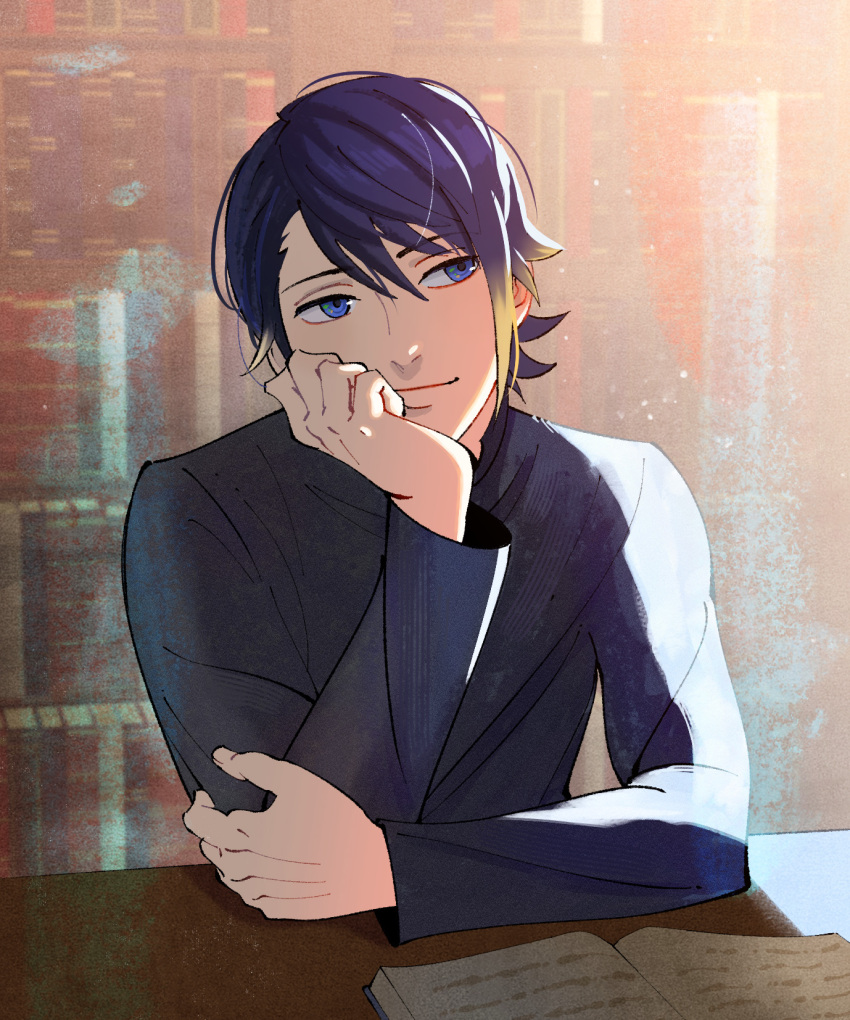 1boy, aestyrn, alfonse_(fire_emblem), alternate_costume, blonde_hair, blue_eyes, blue_hair, fire_emblem