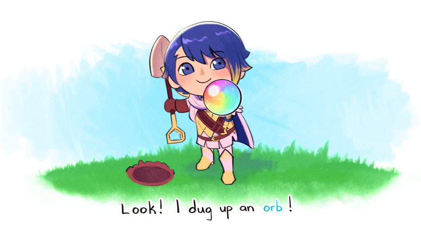 1boy, aestyrn, alfonse_(fire_emblem), animal_crossing, blonde_hair, blue_eyes, closed_mouth, fire_emblem