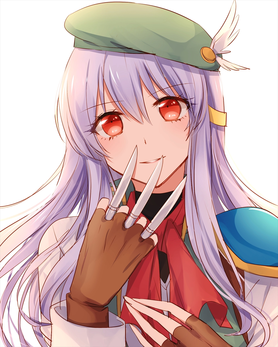 1girl, aeolia_(eiyuu_densetsu), ao_no_kiseki, brown_gloves, eiyuu_densetsu, feathered_hat, fingerless_gloves, gloves