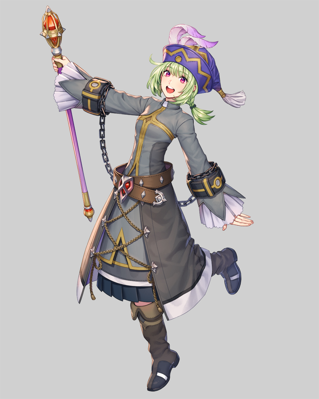 ankle_boots, artist_request, asgard, belt, black_mouth, blue_sky, boots, braid