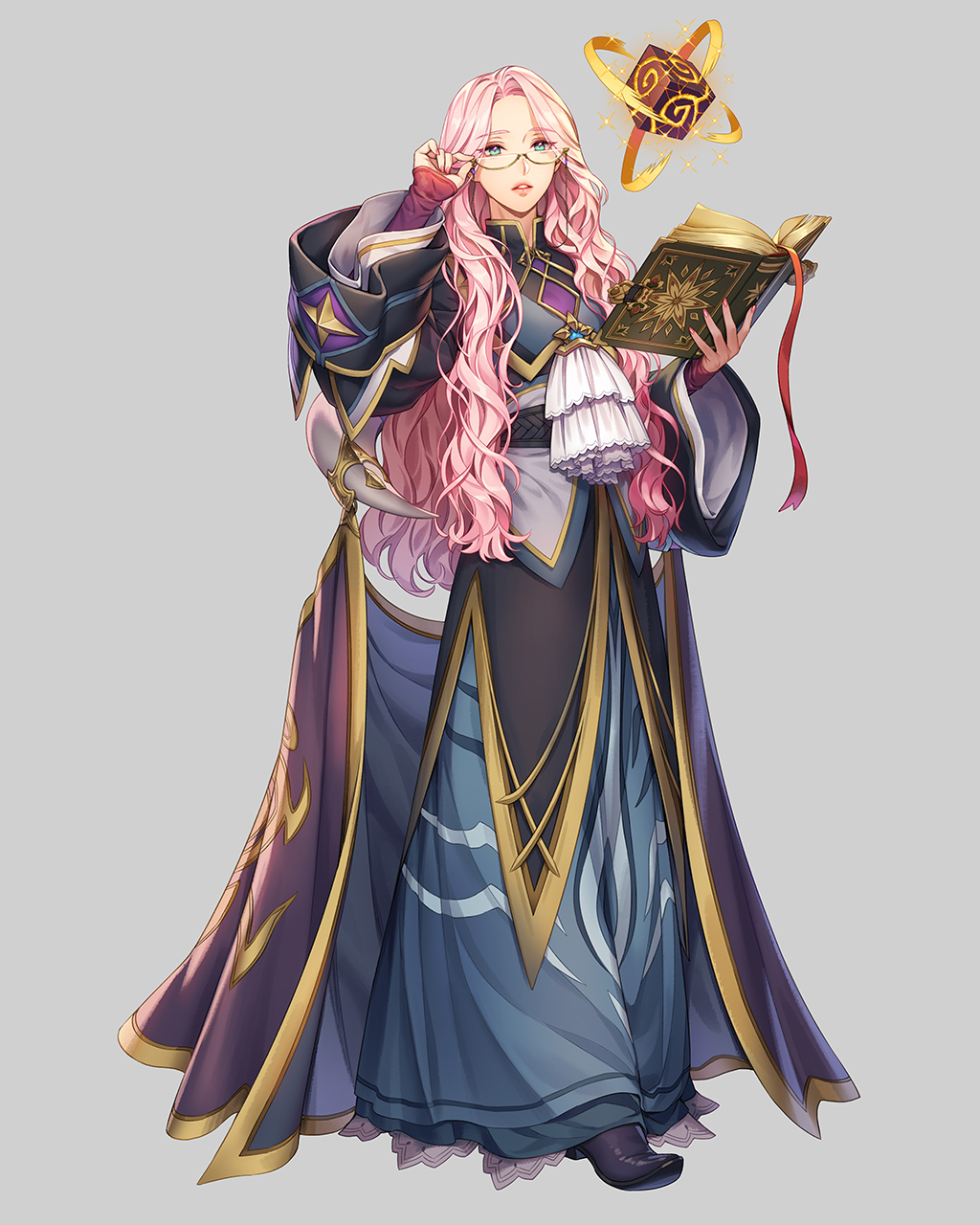 1girl, aqua_eyes, aqua_gemstone, artist_request, ascot, asgard, belt, black_belt