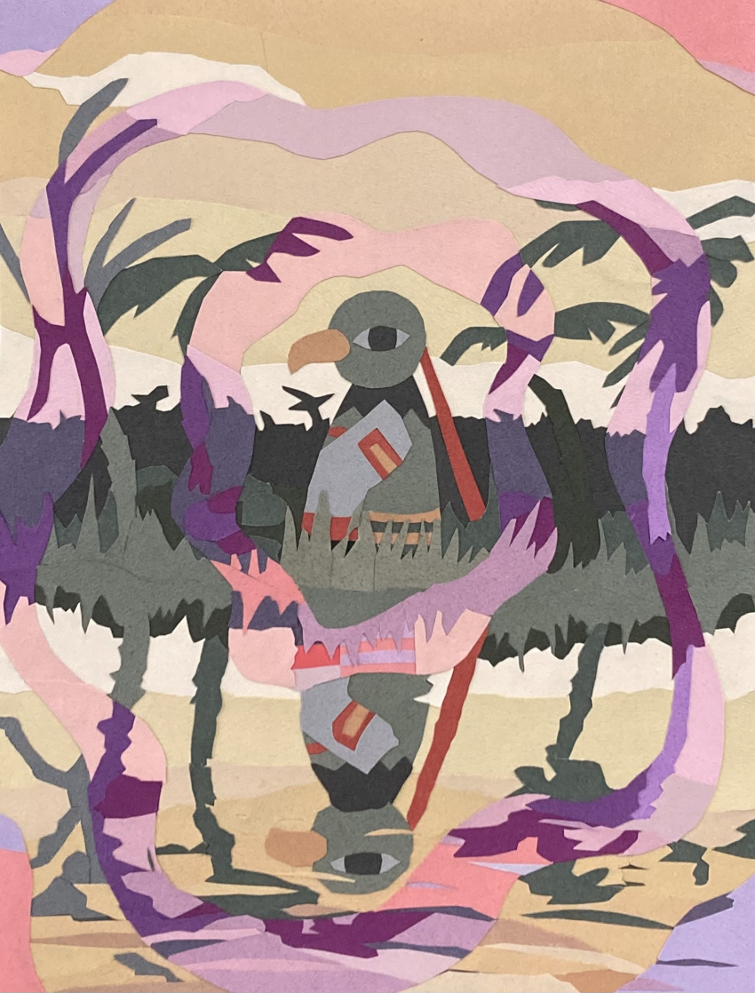 clouds, commentary_request, grass, highres, no_humans, outdoors, paper_cutout_(medium), papercraft_(medium)