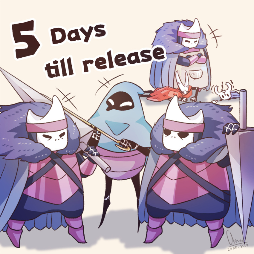 +++, 1other, 2girls, 3boys, apron, arthropod_girl, black_skin, cape