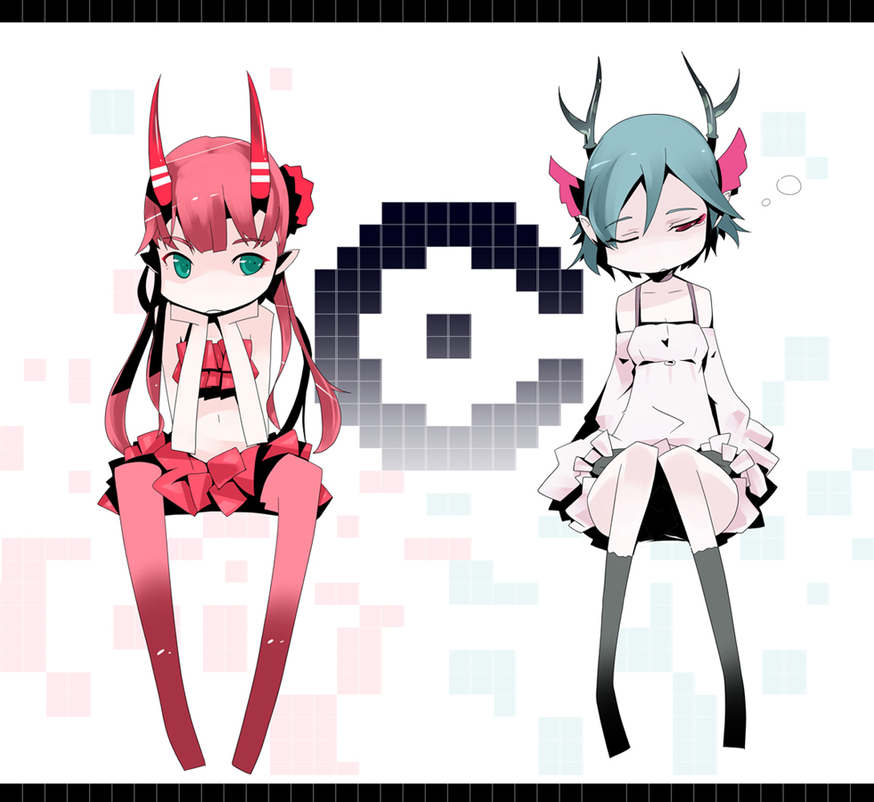 antlers, bubble, c_(control), c_the_money_of_soul_and_possibility_control, chibi, choker, detached_sleeves, dress