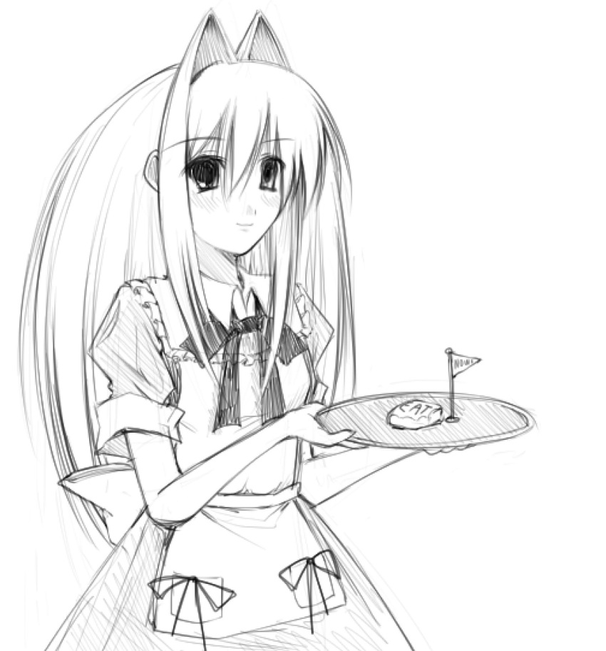 1girl, 2000s_(style), alice's_adventures_in_wonderland, annika_(salvika), apron, bib_collar, blonde_hair, blush