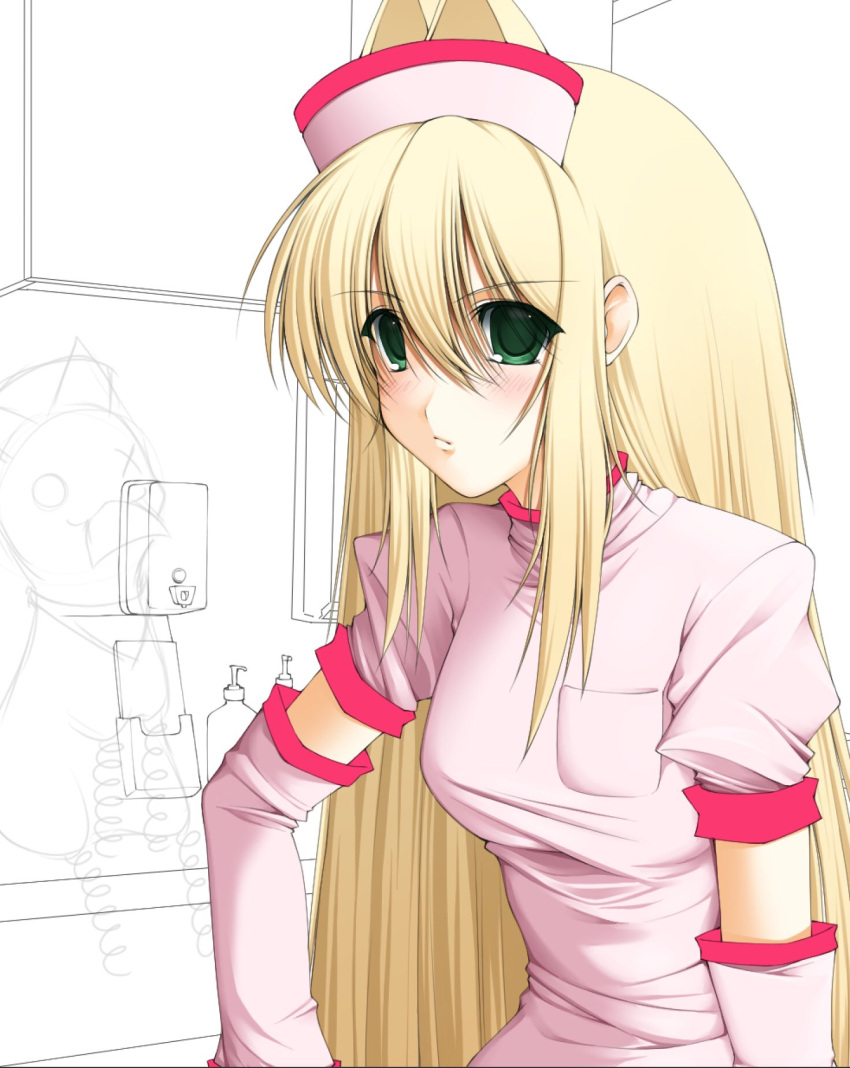 1girl, 2000s_(style), annika_(salvika), blonde_hair, blush, cat, closed_mouth, dress