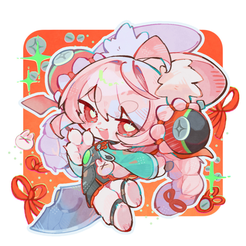 accessories, animal_ear_fluff, animal_ears, animal_feet, ashira_(siphaca), blush, bright_pupils, chibi