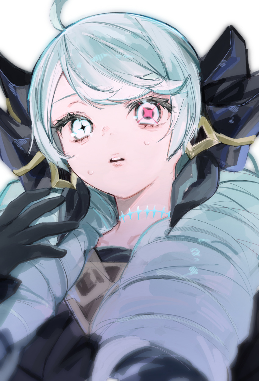 1girl, absurdres, ahoge, bare_shoulders, black_bow, black_gloves, bow, commentary_request