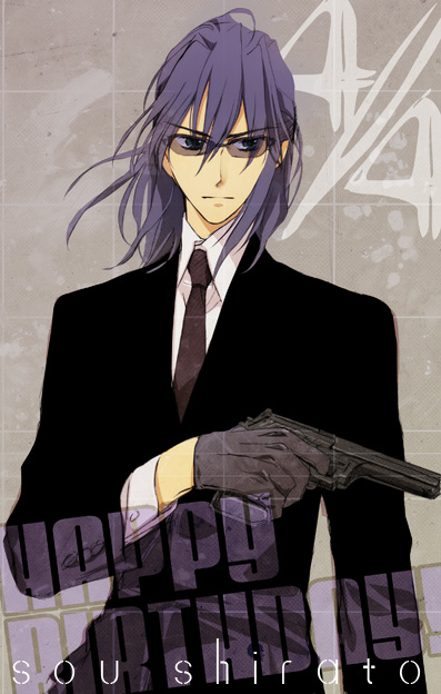 alternate_costume, bust, formal, garnet_cradle, gloves, gun, happy_birthday, kumoya_yukio