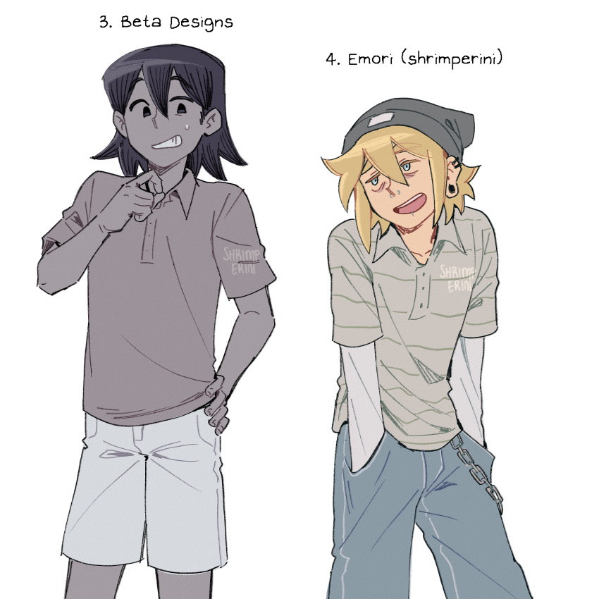 2boys, absurdres, artist_name, basil_(faraway)_(omori), basil_(omori), blonde_hair, blue_eyes, collared_shirt