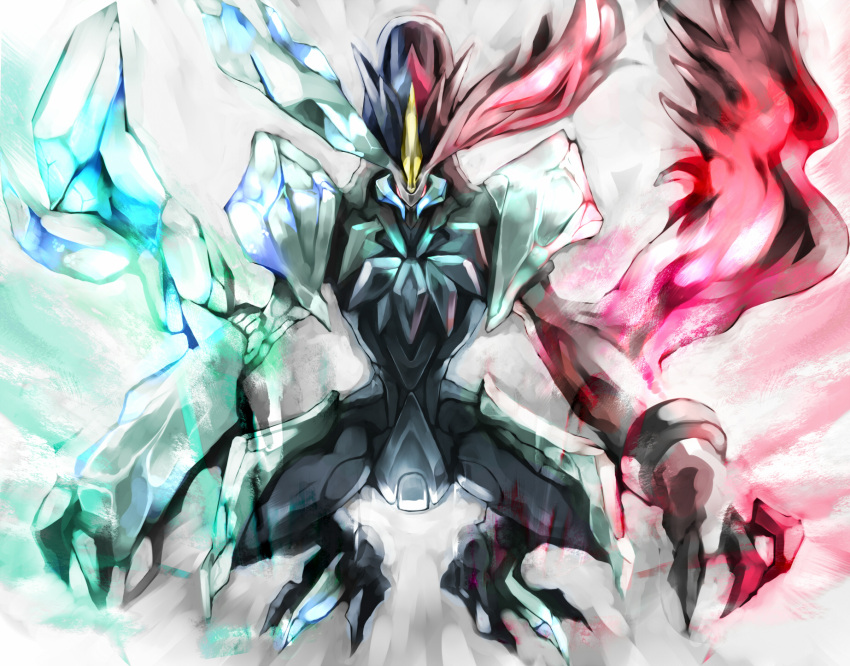 armor, black_claws, breastplate, claws, dragon, facing_viewer, highres, ice