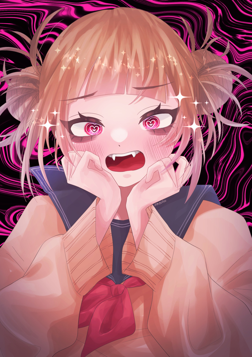 1girl, absurdres, amecho_wa, blonde_hair, blue_sailor_collar, blunt_bangs, blush, boku_no_hero_academia