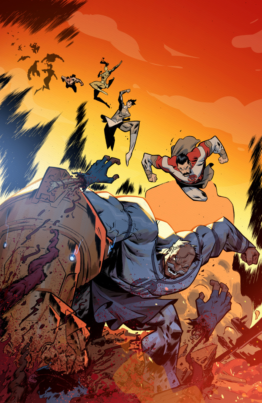 6+boys, 6+girls, amputee, anissa_(invincible), blood, bone, cape, conquest_(invincible)