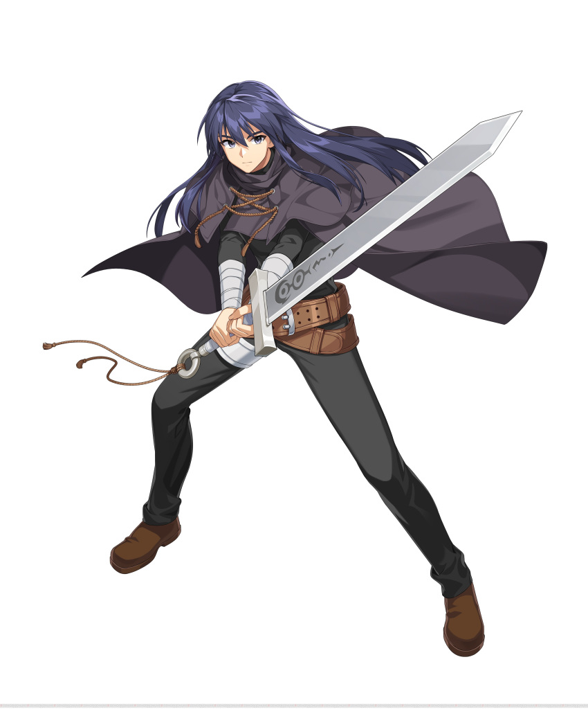 1boy, absurdres, arm_wrap, artist_request, belt, belt_buckle, black_cloak, black_hair