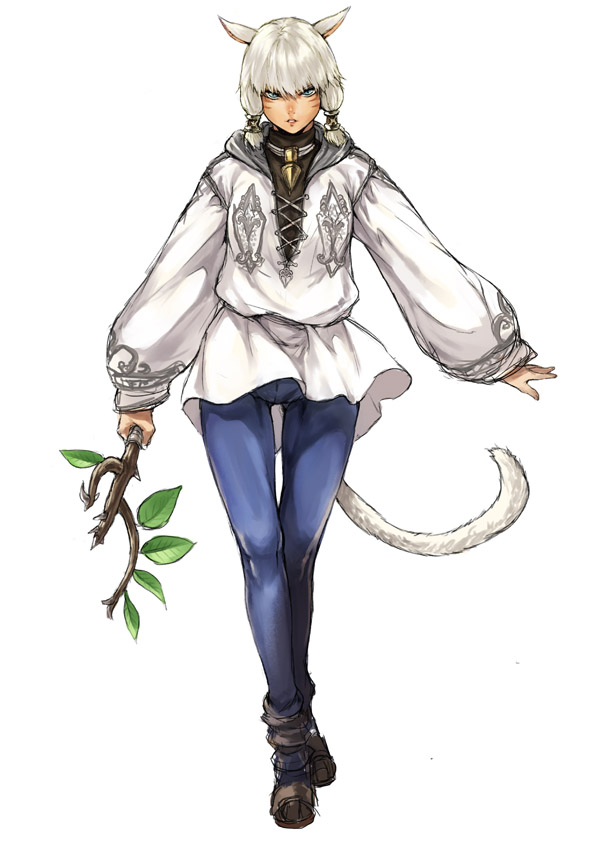 blue_eyes, cat_ears, cat_tail, facial_mark, final_fantasy, final_fantasy_xiv, hair_tubes, makimura_shunsuke