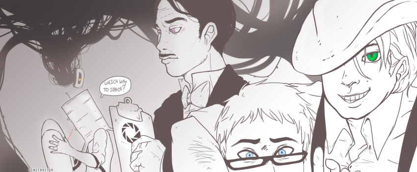 adventure_core, cowboy, cowboy_hat, fact_core, genetraitor, glados, glasses, green_eyes