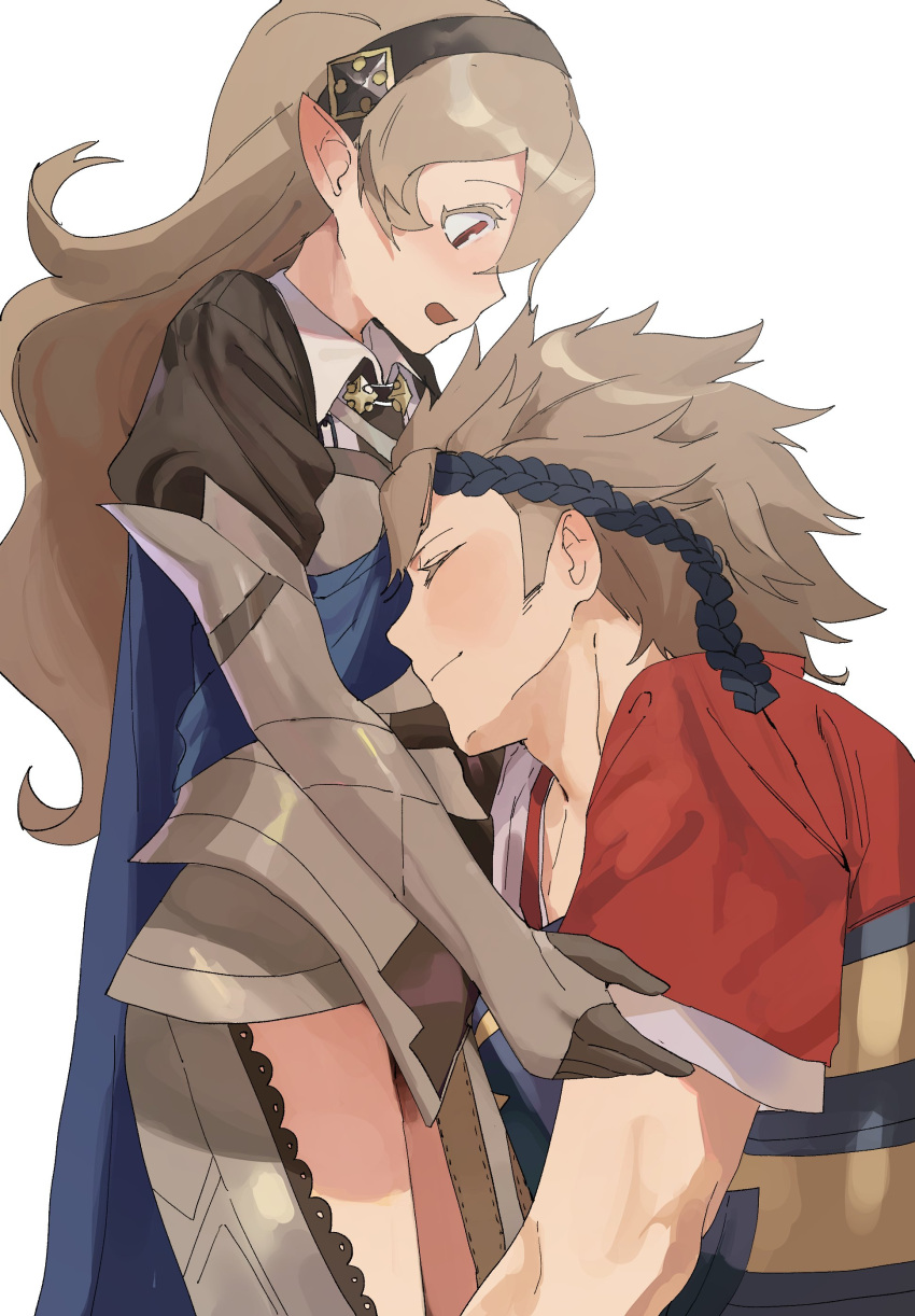 1boy, 1girl, absurdres, armor, aziemblemfates, black_hairband, female_corrin_(fire_emblem), fire_emblem